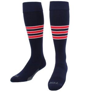 TCK • Unisex Elite Performance Navy & Red Baseball Softball Stripe Dugout Socks
